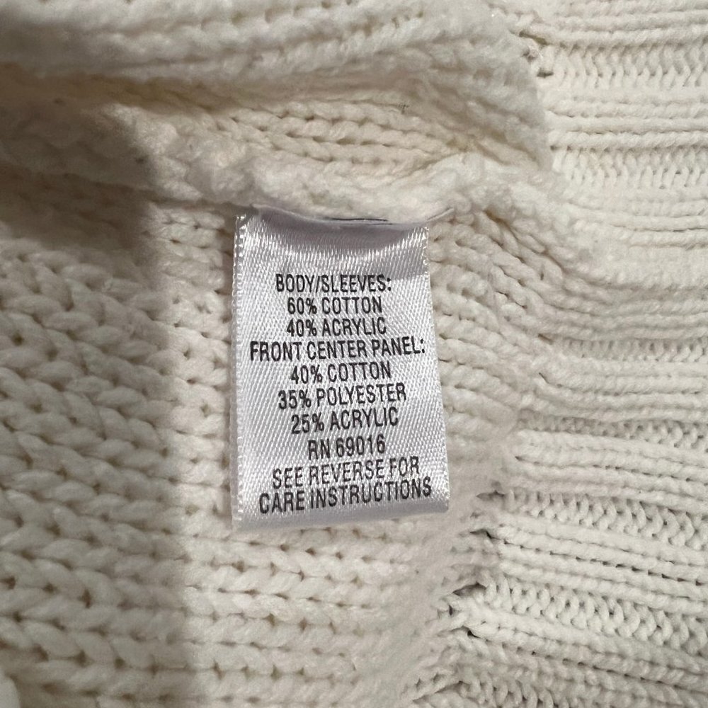 Studio Works Cream & Silver Turtleneck Sparkle Cable Knit Sweater, Size Small - Picture 6 of 7
